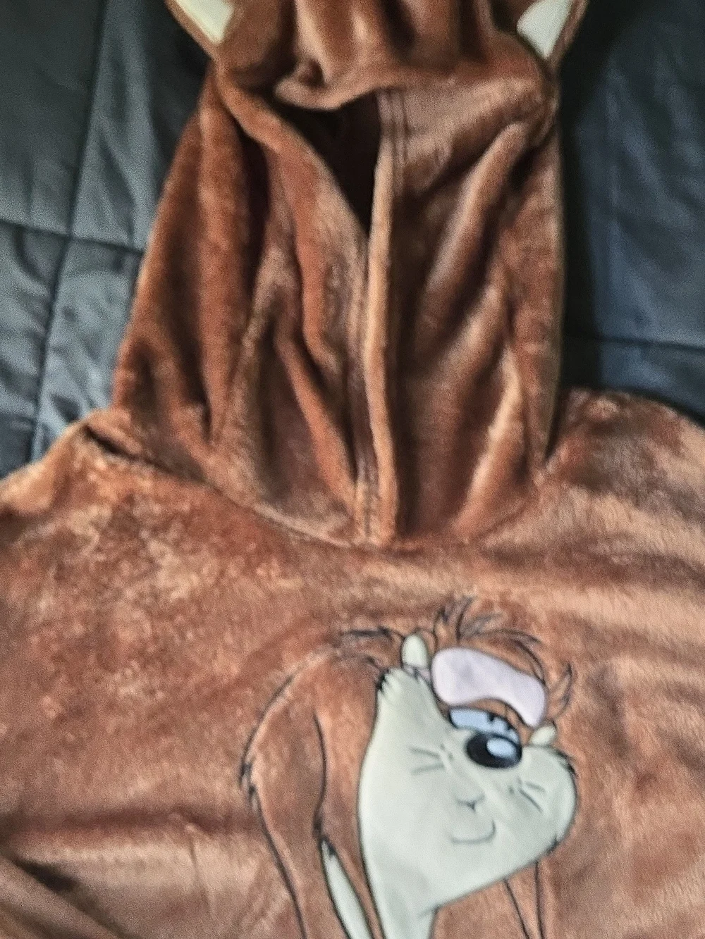 Justice Brown Plush Taz Sleep Hoodie with Pink Sleep Mask